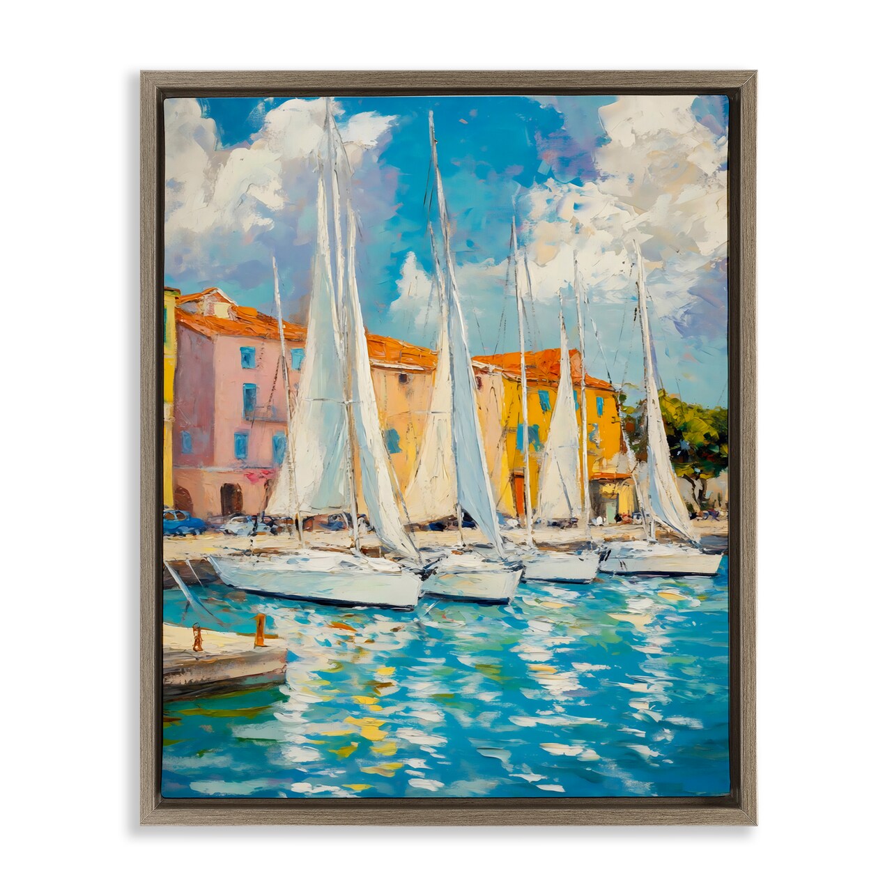 Stupell Industries Sail Away Boat Harbor Floating Frame, design by Franklyn Gregory
